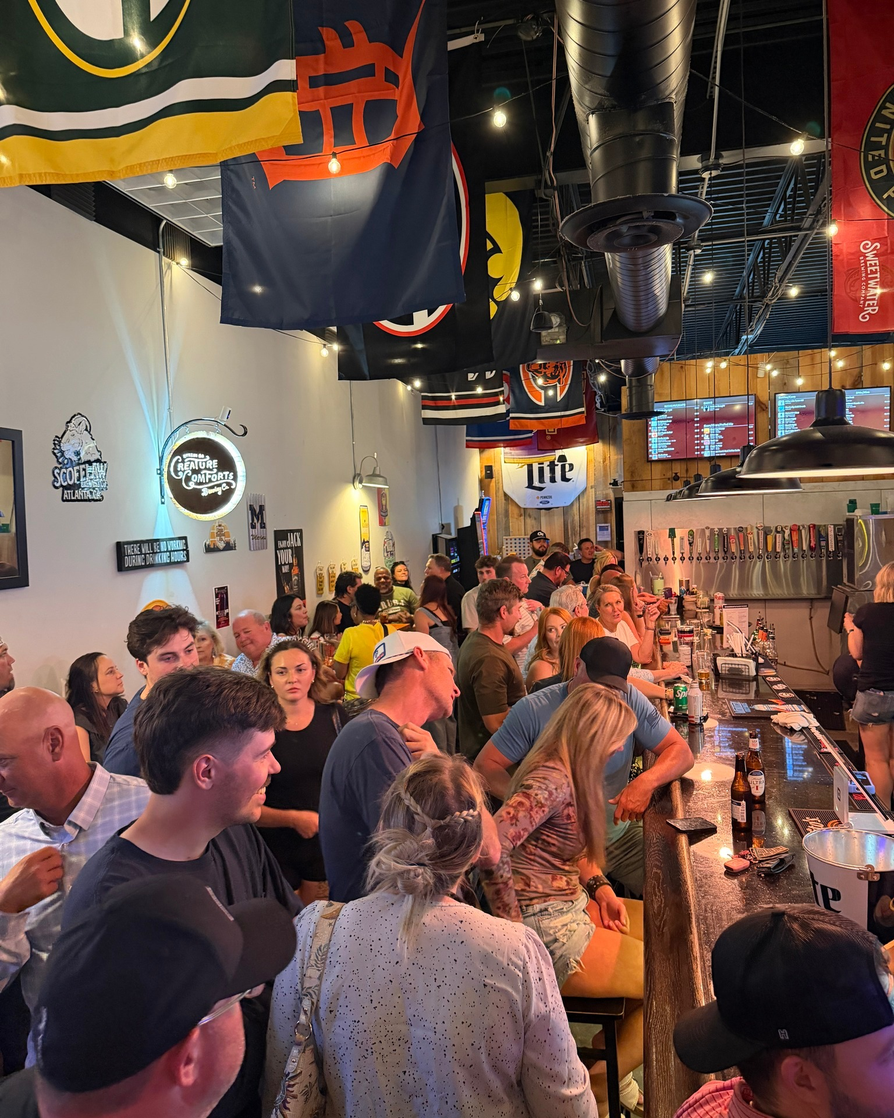 Crowd at the bar counter